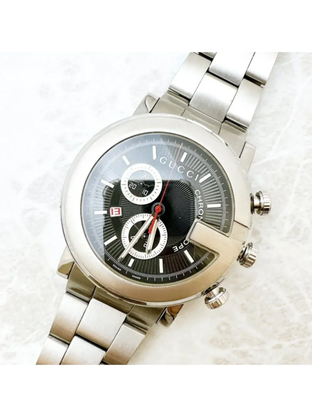 Gucci Chrono Watch Quartz Stainless Steel with Booklet